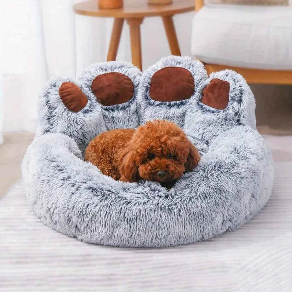 Bear Paw Shaped Dog Bed – Soft, Fluffy & Cozy Pet Sofa