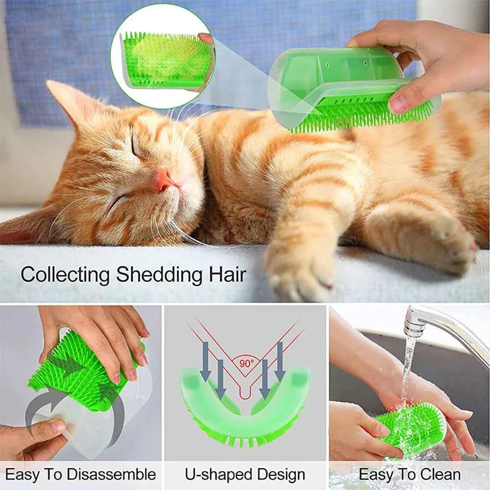 Self-Grooming Cat Scratcher & Massager Brush – Hair Removal