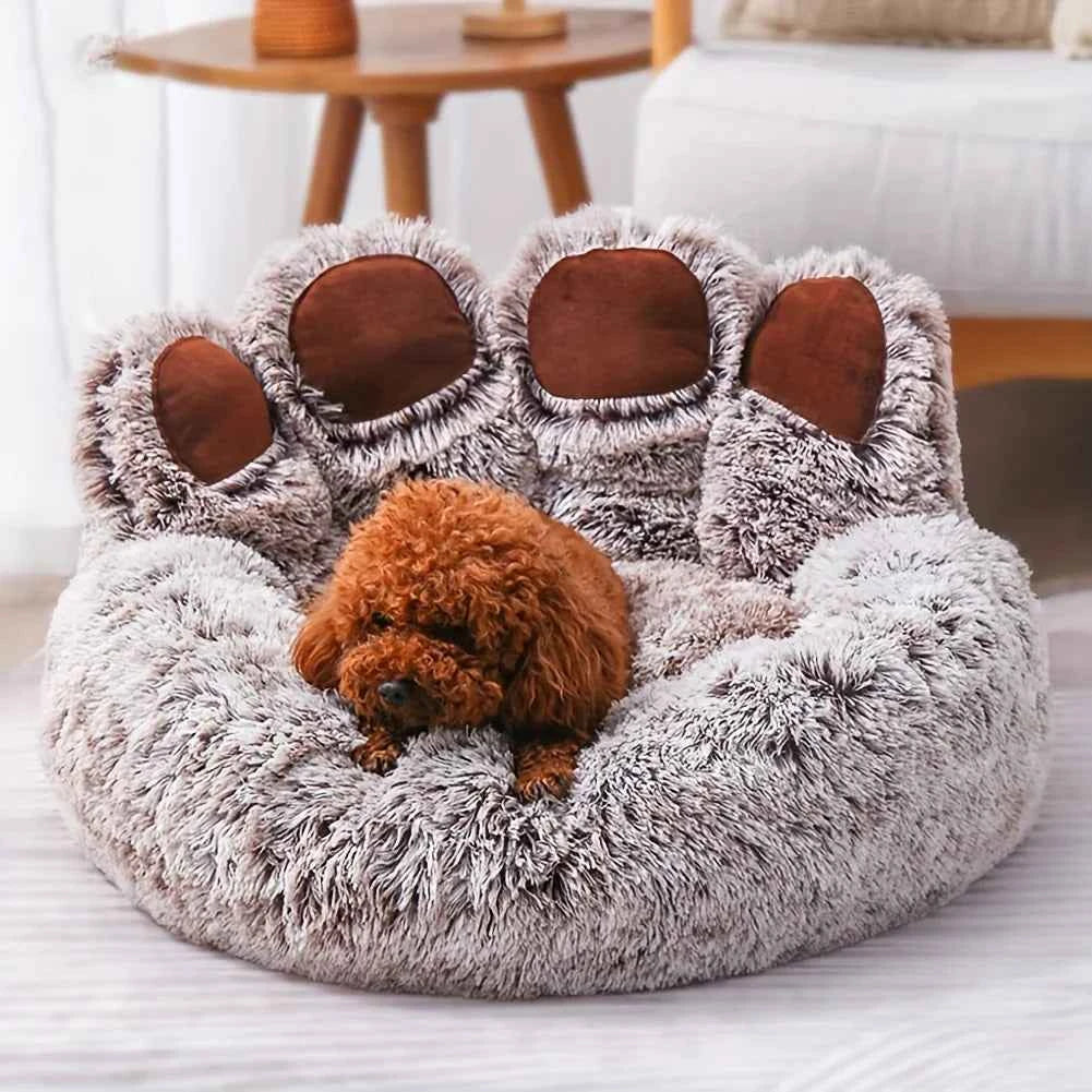 Bear Paw Shaped Dog Bed – Soft, Fluffy & Cozy Pet Sofa