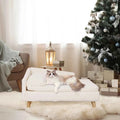 Elevated Wooden Pet Bed – Sturdy & Cozy Sofa for Small Pets
