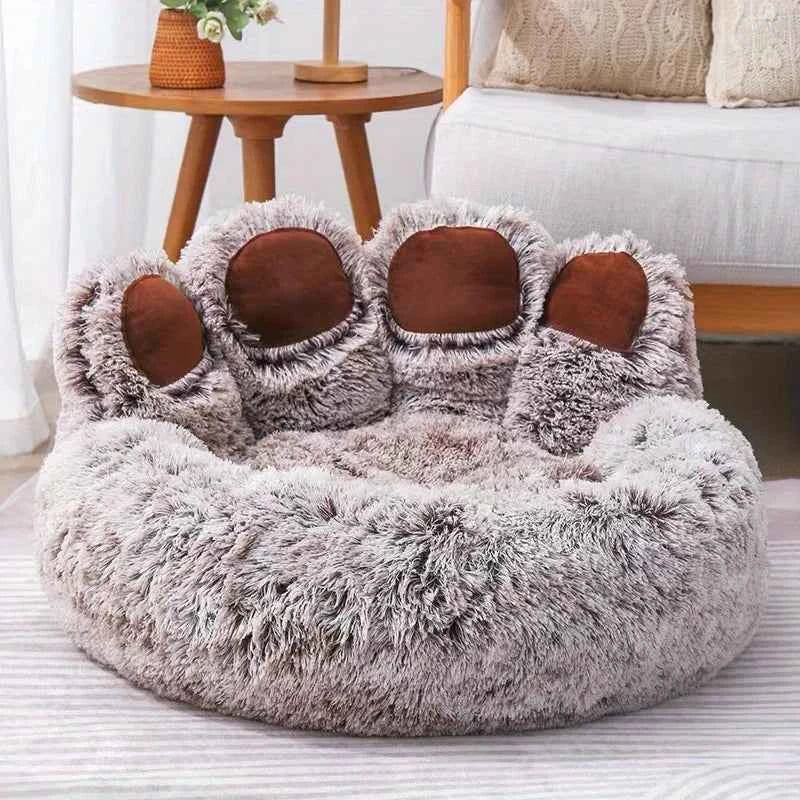 Bear Paw Shaped Dog Bed – Soft, Fluffy & Cozy Pet Sofa