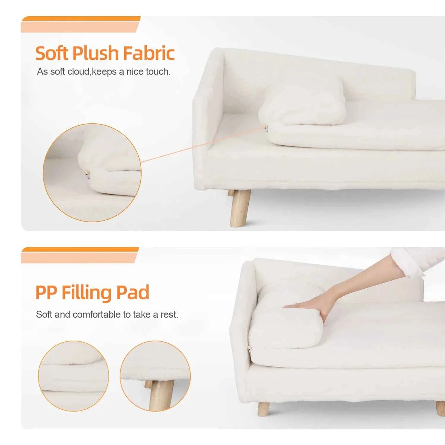 Elevated Wooden Pet Bed – Sturdy & Cozy Sofa for Small Pets